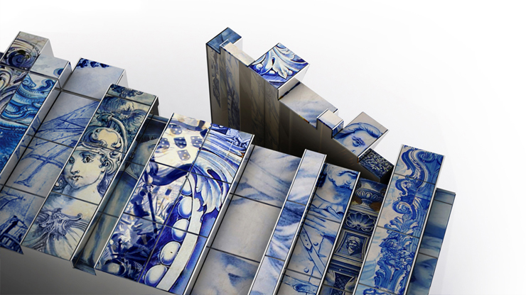 “Esta versión de aparador Heritage presenta un número de capas distintas, cada una con su propia historia. En las distintas capas se encuentran pinturas de diversos azulejos inspirados en diferentes períodos de la historia de Portugal.”
