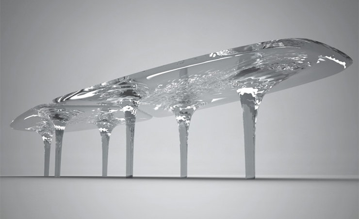 "Presentación de Liquid Glacial Table de Zaha Hadid"